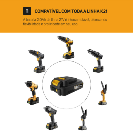 7899831312443 - BATERIA 2 Ah - 21V K21 BT02 - 12