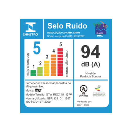7899831310302 - 7899831310319 - GTW INOX 15 - SELO RUÍDO 127V